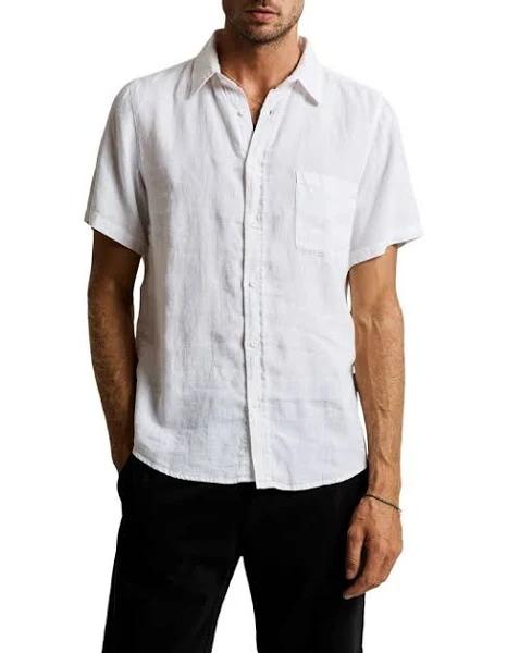 Mr Simple Linen Short Sleeve Shirt White L