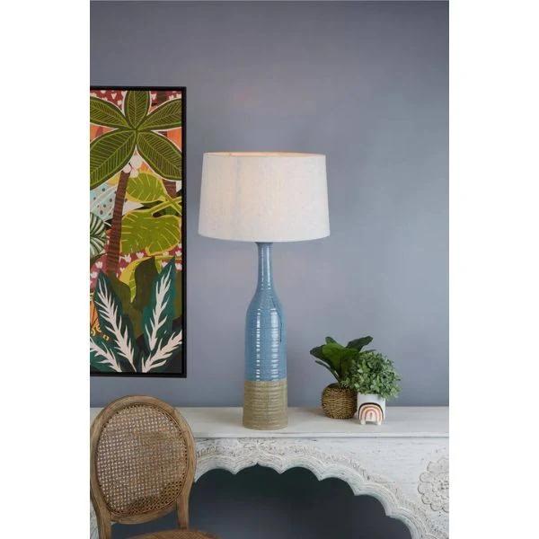 Florabelle Potters Large Table Base Only - Blue/Brown - Tall Thin Glazed Ceramic Table Lamp Base Only