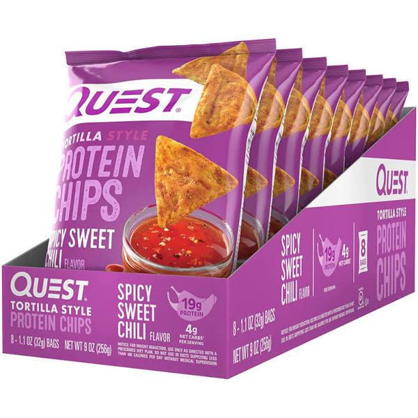 8 x Quest Tortilla Style Protein Chips Spicy Sweet Chilli 32G - AfterPay & zipPay Available