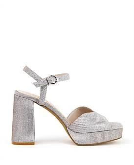 David Jones Edward Meller Rhiana95 V Throat Platform Sandal in Silver Ritz, Size 40 EU