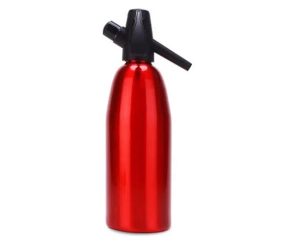 JunChang Manual Soda Siphon CO2 Dispenser Water Bubble Generator Cool Drink Cocktail Soda Machine Aluminum Bar DIY Soda Maker, Capacity: 1L(Red)