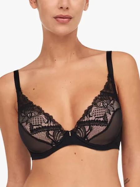 Chantelle Lace Plunge Bra - Black - 85F