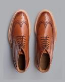 Men's Leather Brogue Boots - Dark Tan Brown by Charles Tyrwhitt