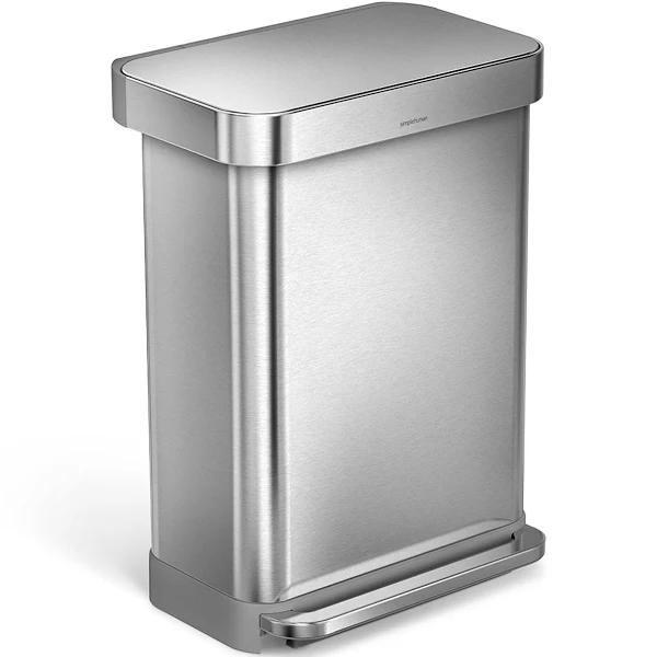 simplehuman 55L Rectangular Step Stainless Steel Rubbish Bin