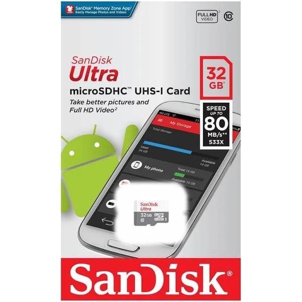 SanDisk Ultra 32GB Micro SD Card 80MB/s