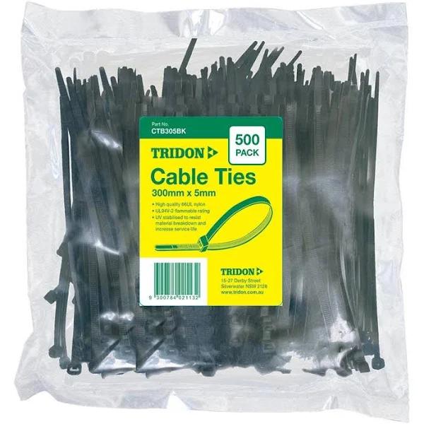 Tridon CTB305BK Black Cable Tie 5mm x 300mm Pack 500