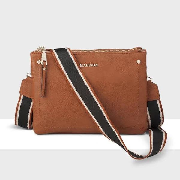 Charlotte Double Zip Crossbody Bag + Stripe Bag Strap