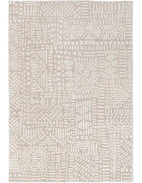 Kati Brown and Ivory Tribal Washable Rug - 290cm x 200cm