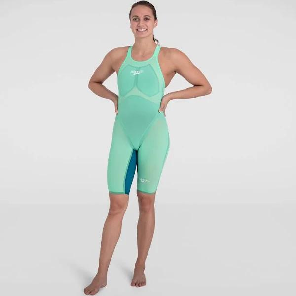 Speedo Fastskin LZR Pure Valor Closedback Kneeskin Swimsuit Green Blue Women - 30