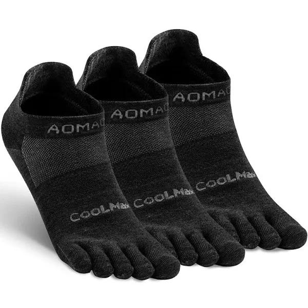 AoMagic Toe Socks for Men and Women Athletic Running Coolmax Five Finger Ankle/Quarter Socks Breathable Lightweight, 3 Pairs