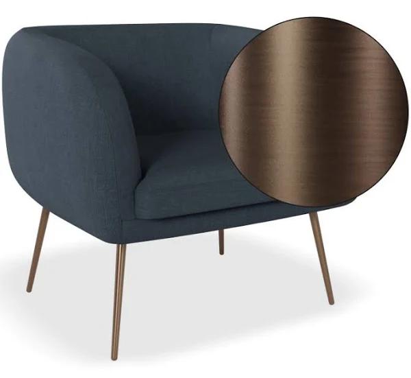 Amour Lounge Chair - Midnight Blue - Brushed Matt Bronze Legs