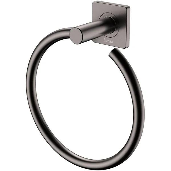 Fienza Guest Towel Holder Ring Square Plate Gun Metal Sansa 83202GM by Swan Street Sales