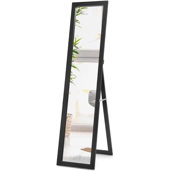 Giantex Full-length Mirror Freestanding Makeup Mirror Wall Mounted Vanity Mirror Wooden Frame, Black