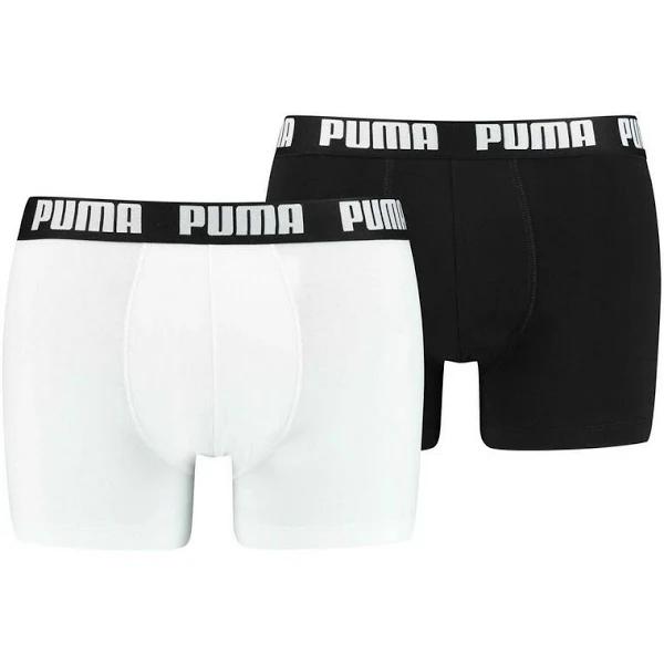 Puma Mens Basic Boxer Shorts (Pack of 2) Black/White M