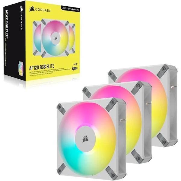 Corsair iCUE AF120 RGB Elite 120mm PWM Fan - White (3-Pack)