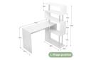 Home Office Computer Desk Corner Table w/ Hutch 4 Tier Bookshelf Storage L-shaped Rotating Table White