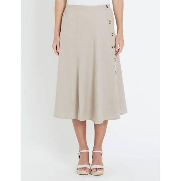 Noni B Midi A-Line Linen Button Skirt