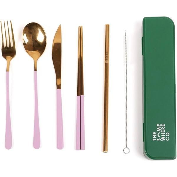 The Somewhere Co - Take Me Away Cutlery Kit Gold With Lilac Handle