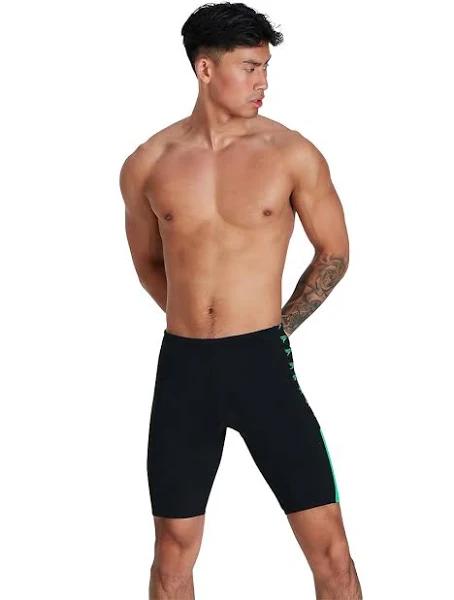 Speedo Mens Boom Logo Splice Jammer Black/Fake Green 36