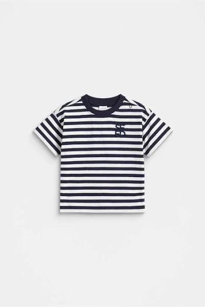 Seed Heritage Core Stripe Tee in Midnight Blue Stripe, Size 2 Yrs