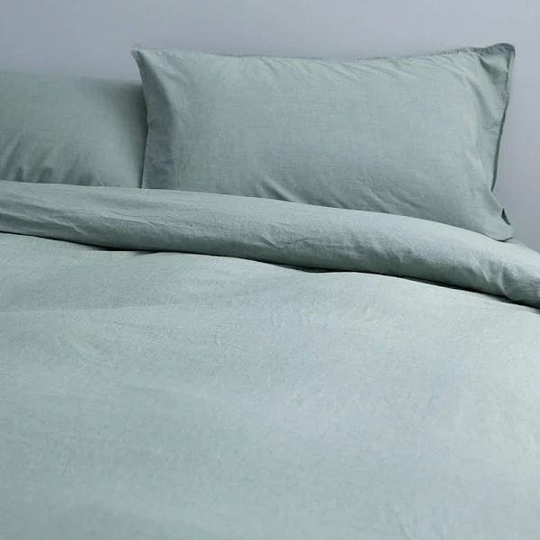 Canningvale Vintage Softwash Cotton Super King Quilt Cover Set - Forest Green Melange