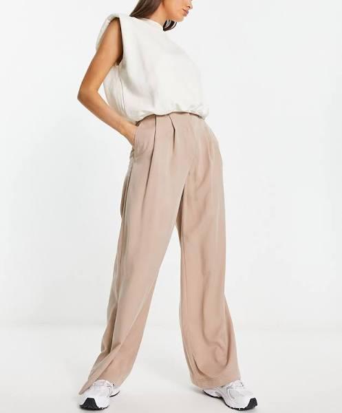 ASOS Design Casual Wide Leg Pants in beige-Brown