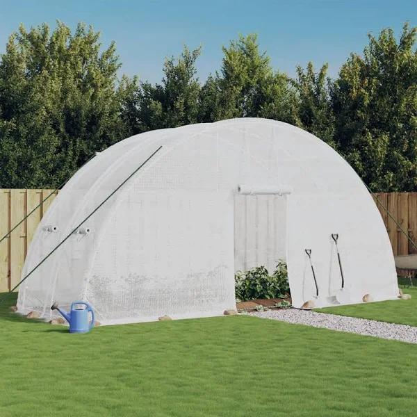 Greenhouse with Steel Frame White 12 m² 6x2x2.85 M vidaXL