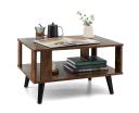 Giantex 2-Tier Coffee Table Wood Center Table Open Storage Shelf Industrial Side Table Rustic Brown