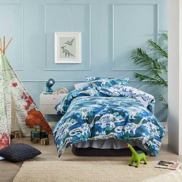 Logan & Mason Kids Camo Dino Quilt Cover Set - Single