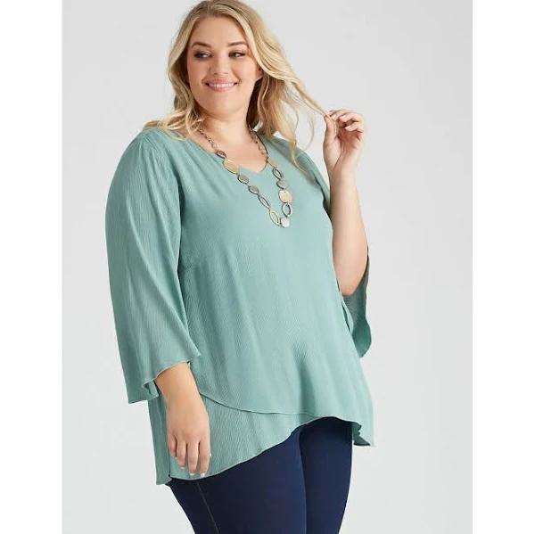 Autograph - Plus Size - Womens Tops - Woven 3/4 Sleeve Double Layer Top