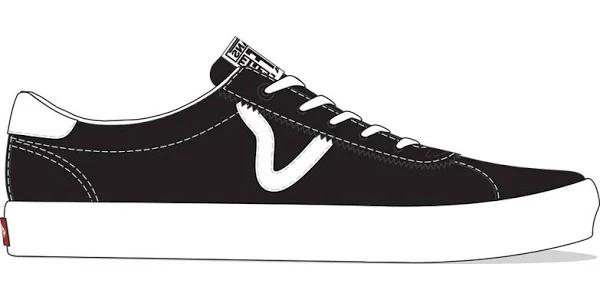 Vans Sport Low Sneakers in Black with White Sole