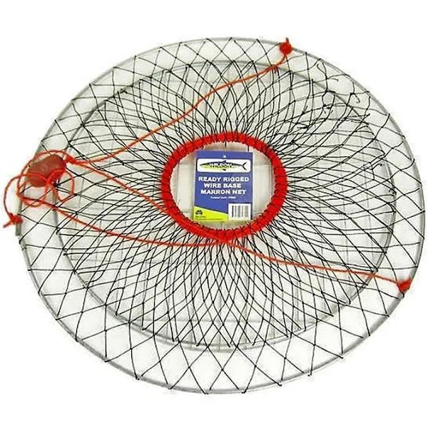 Wilson Ready Rigged Wire Bottom Marron Net- 2 Rings With Float and Rope