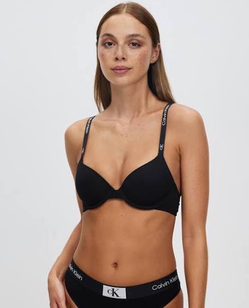 Calvin Klein 1996 Cotton Lightly Lined Demi in Black 14 B