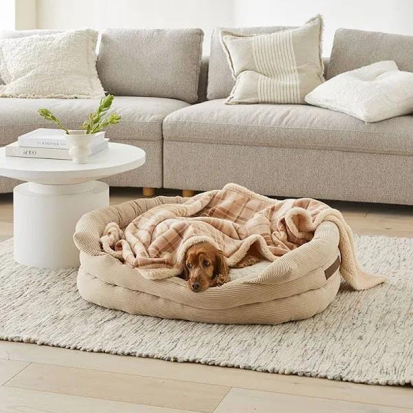 Adairs Maisy Biscuit & Spice Check Pet Blanket