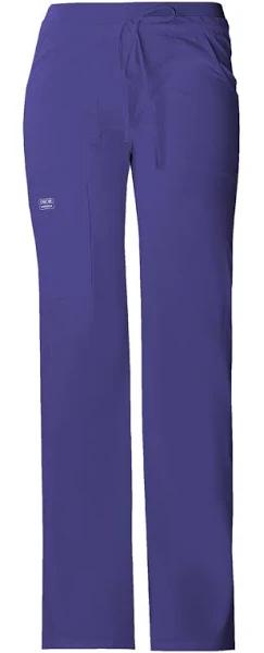 Cherokee Workwear Core Stretch 24001 Scrubs Pants Womens Low Rise Drawstring Cargo Grape