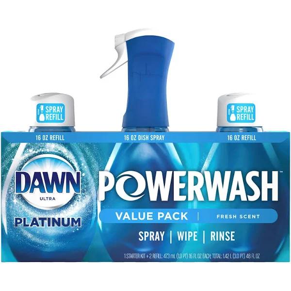 Dawn Platinum Powerwash, 1 Starter Kit and 2 Refills, 1.42 L