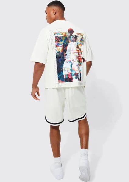 Oversized Graphic Basketball Short Set