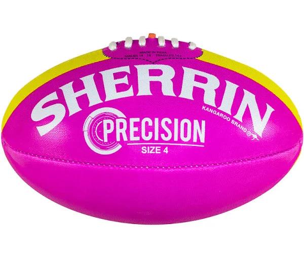 Sherrin Precision Size 4 AFL Football Pink with Yellow