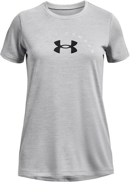 Under Armour Girls Tech Twist Arch BL SSC Tee Grey XS