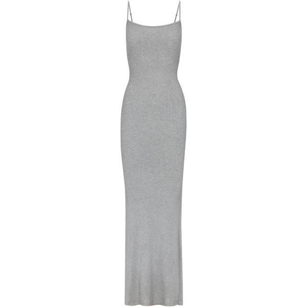 Skims Soft Lounge Long Slip Dress Heather Grey