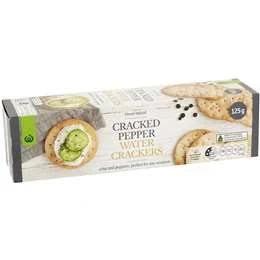 Woolworths Cracked Pepper Water Crackers 125g