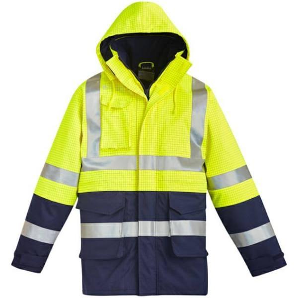 Syzmik Mens FR Arc Rated Anti Static Waterproof Jacket - ZJ900 Yellow/Navy / L