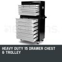 Bullet 15 Drawer Tool Box Storage Cabinet Chest Garage Trolley Mechanic Toolbox