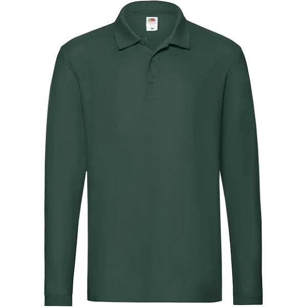 Fruit of The Loom Mens Premium Pique Long-sleeved Polo Shirt Forest Green M Cotton Mens Polo Shirt