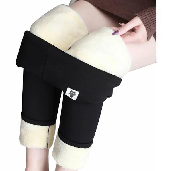 Winter Plush Fleece Lined Leggings Warm High Waist Stretchy Slimming Pants S-5xl