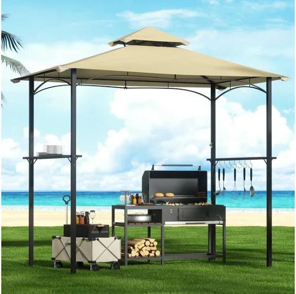 Instahut Gazebo Outdoor Patio Marquee BBQ Grill Shelter Garden Shade Hooks Beige