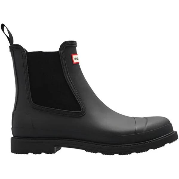 Hunter Mens Commando Chelsea Black Boots 39 / Black