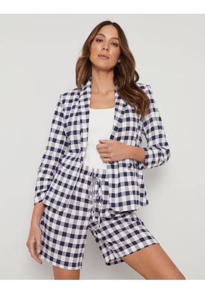 Katies Long Sleeve Check Blazer