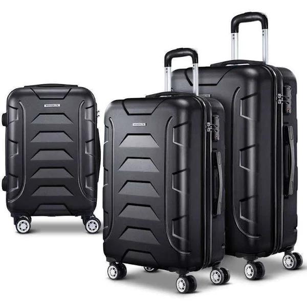 Wanderlite 3pcs Carry On Luggage Sets Suitcase TSA Travel Hard Case Lightweight Black