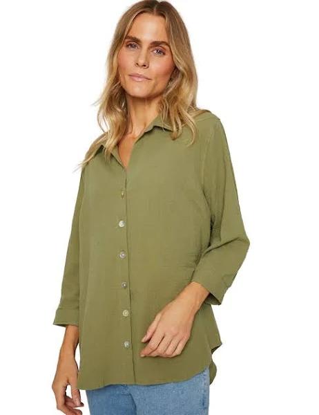 Millers 3/4 Rolled Sleeve Cotton Textured Shirt - Size 20 - Womens